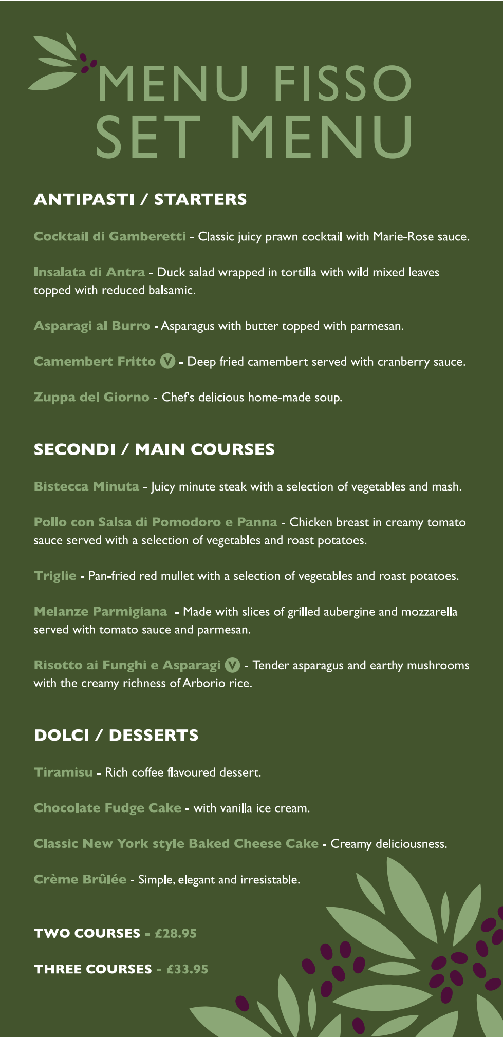 Grove Menu. Example Recipe Menu | Grove on the Hill